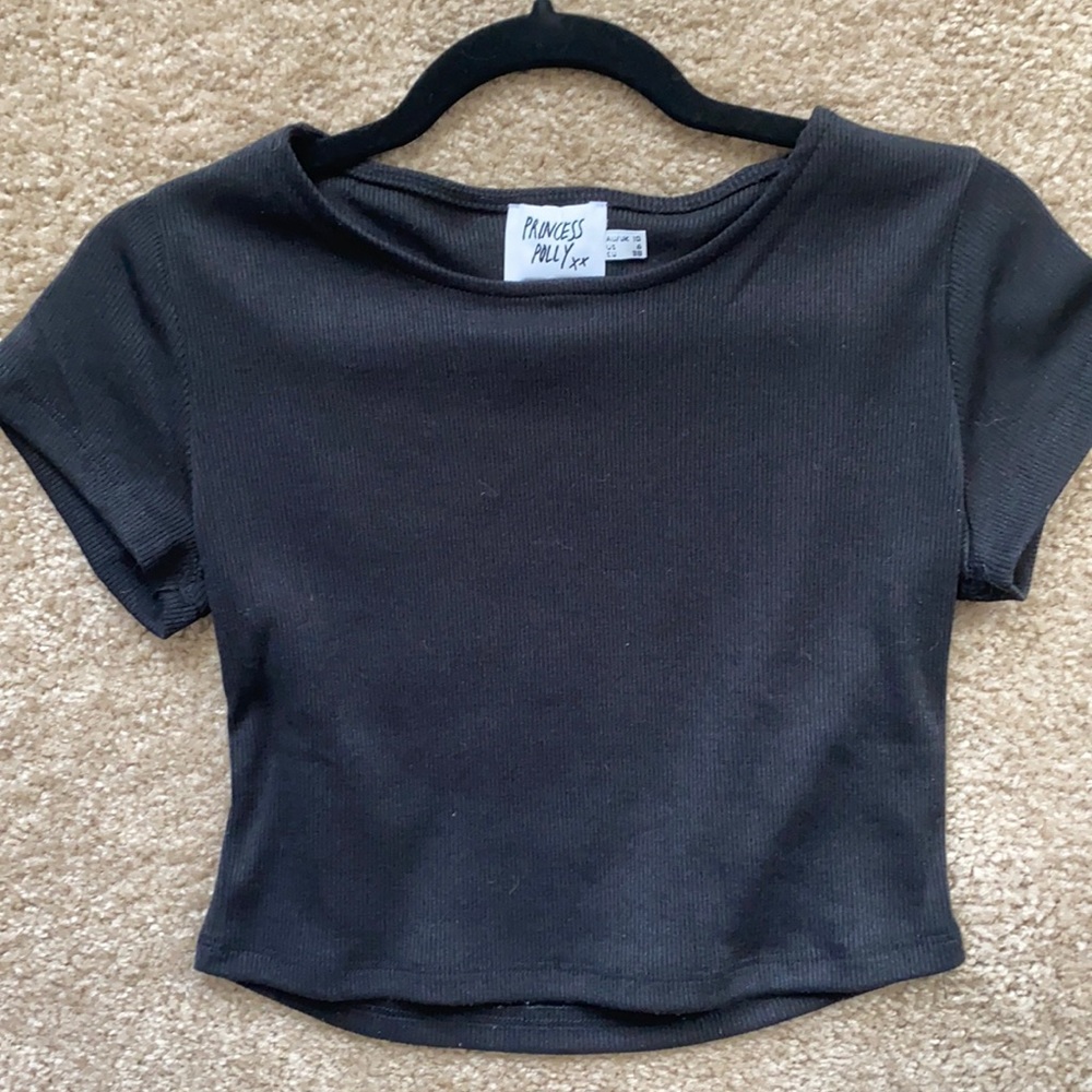 Princess Polly basic cropped black tee